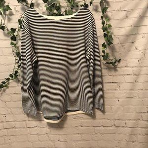 NWOT - Cream & Black, Striped, Long Sleeved Top